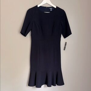 Chaps Navy Pleated Hem Dress